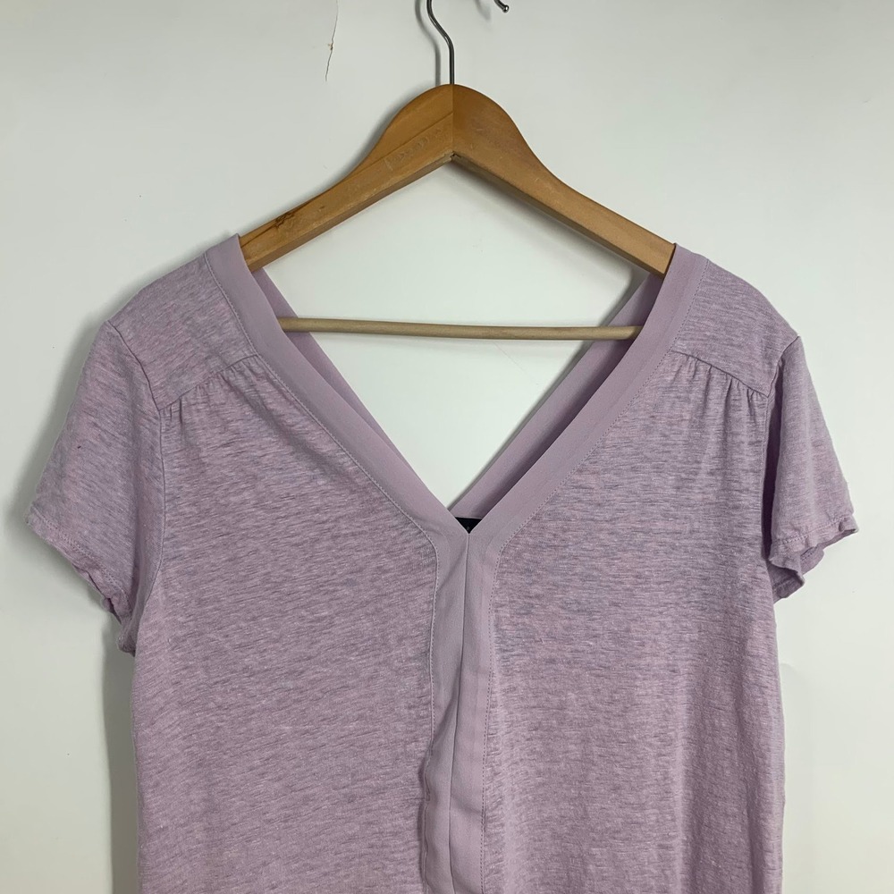 Sanctuary Lavender Heathered V-Neck Short Sleeve Top Purple Tee Size XL - Picture 3 of 14
